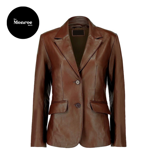 Trench Coat-Style Brown Leather Jacket - The Monroe Store - PK