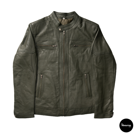 Sage Green Leather Jacket - The Monroe - PK